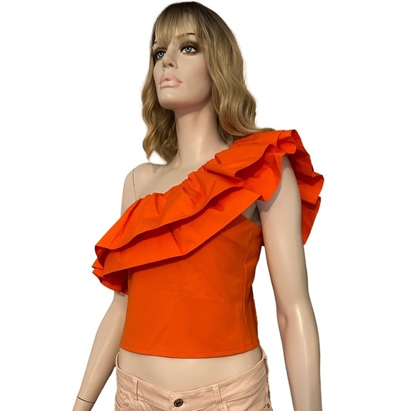 Anthropologie Sunday in Brooklyn Blouse Top One Shoulder Ruffle Flounce NWOT - Picture 12 of 16